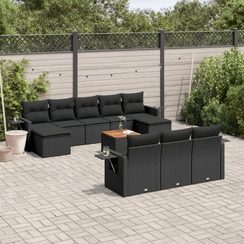 Lounge tuinset van zwart materiaal met waterdichte tas en gepoedercoat staal - Zwart - Tuinsets