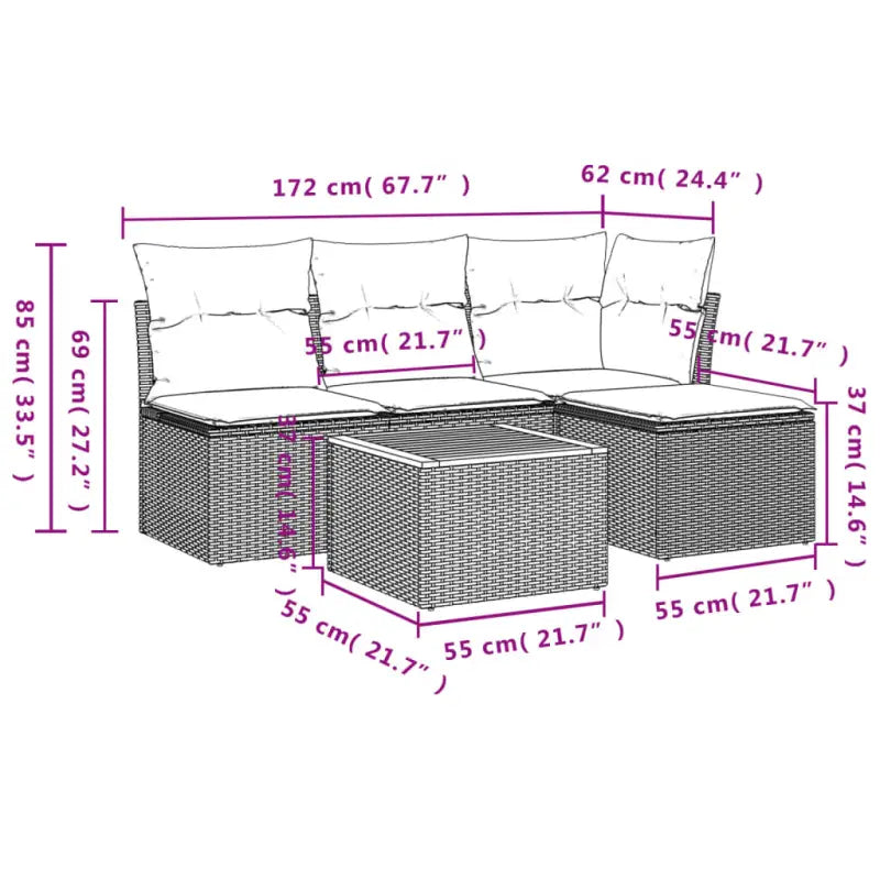 Lounge Tuinset van zwart materiaal met waterdichte tas en gepoedercoat staal - Tuinsets