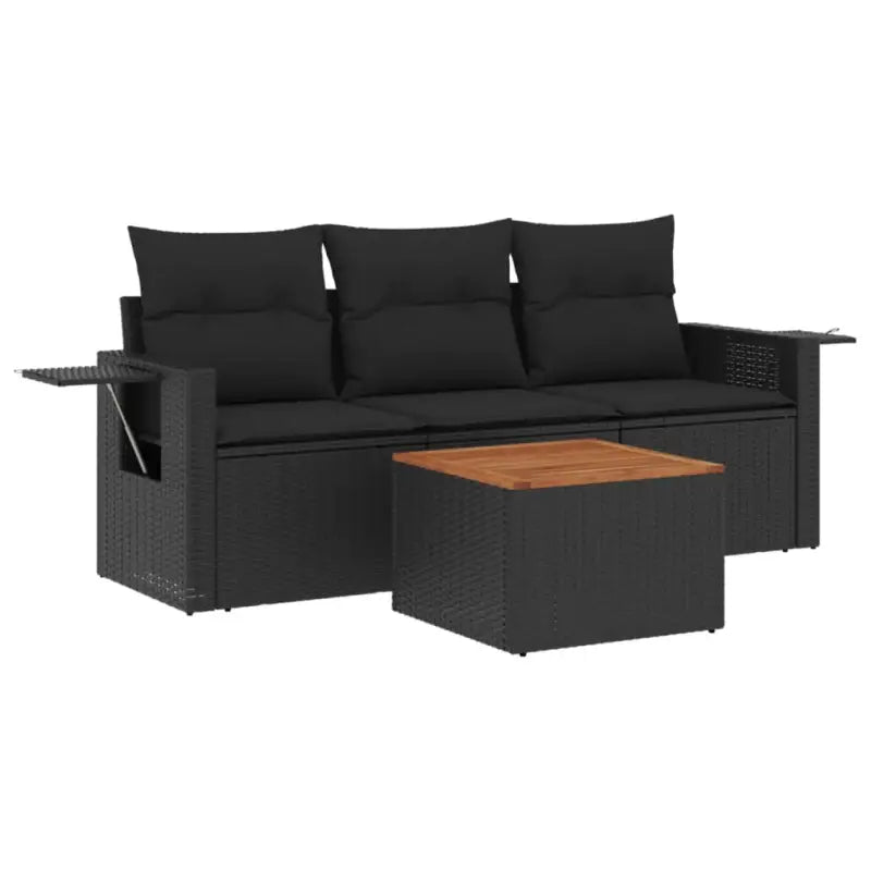 Lounge tuinset van zwart materiaal met waterdichte tas en gepoedercoat staal - Tuinsets