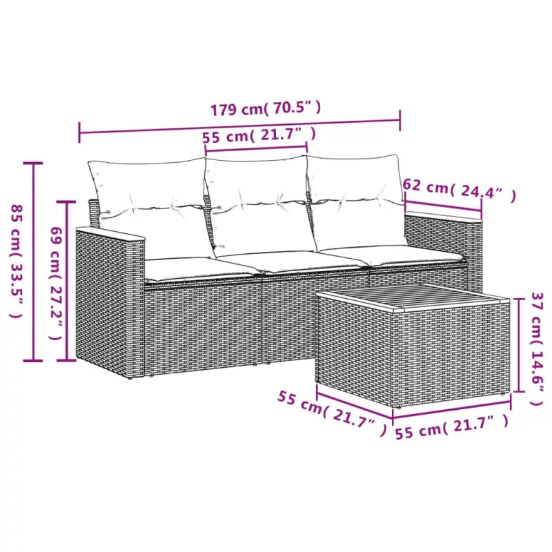 Lounge Tuinsets in Beige Materiaal met Gepoedercoat Staal en Waterdichte Tas - Tuinsets