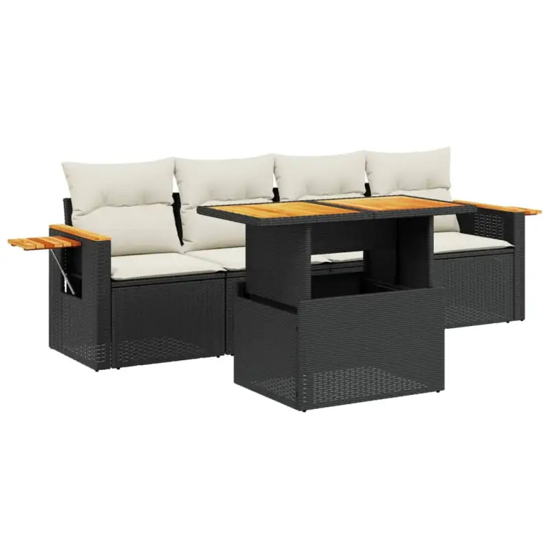 Lounge tuinsets in zwart materiaal met gepoedercoat staal en poly rattan - Tuinsets