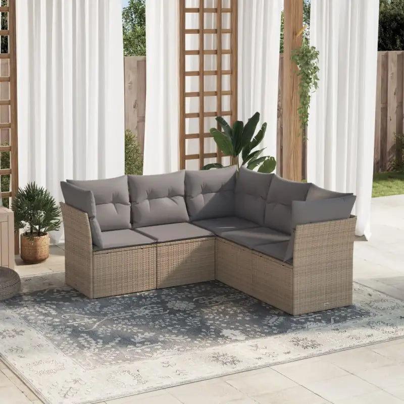 Lounge tuinsets met beige materiaal en gepoedercoat staal afmetingen - Beige en grijs / Zonder tafel - Tuinsets