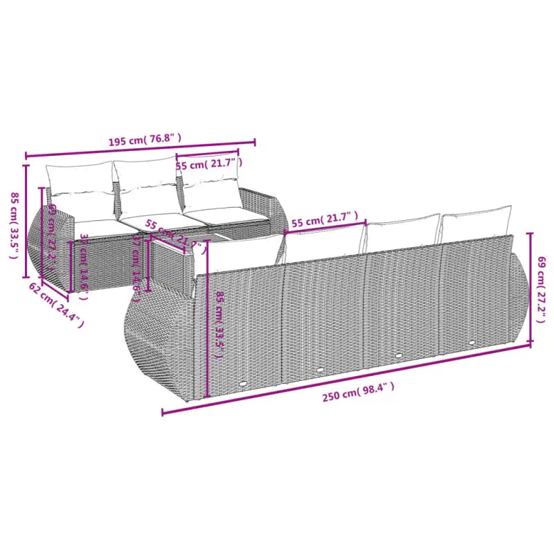 Lounge tuinsets van zwart materiaal en gepoedercoat staal - Tuinsets