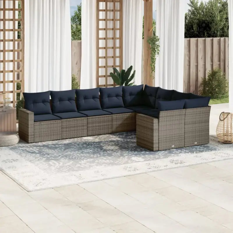Lounge tuinsets van zwart materiaal en gepoedercoat staal afmetingen - grijs en marineblauw / Zonder tafel - Tuinsets
