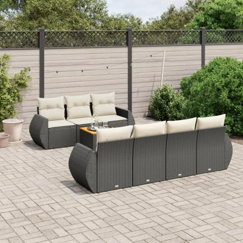 Lounge tuinsets van zwart materiaal en gepoedercoat staal - Zwart en crème - Tuinsets