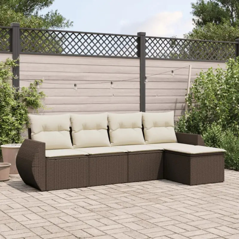 Lounge tuinsets van zwart materiaal en gepoedercoat staal met ideale afmetingen - Bruin en crème / Zonder tafel