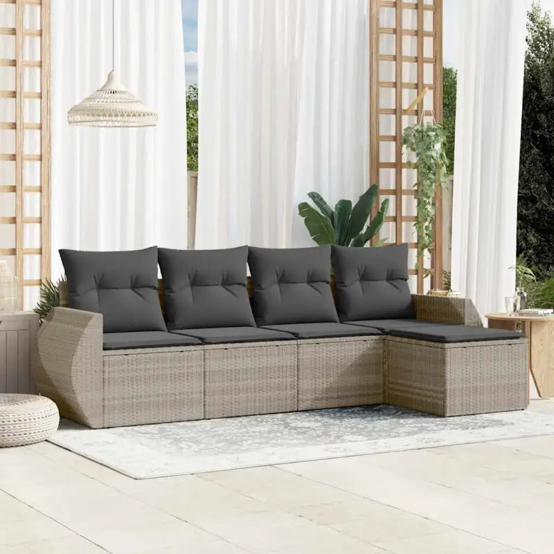 Lounge tuinsets van zwart materiaal en gepoedercoat staal met ideale afmetingen - Lichtgrijs en donkergrijs / Zonder