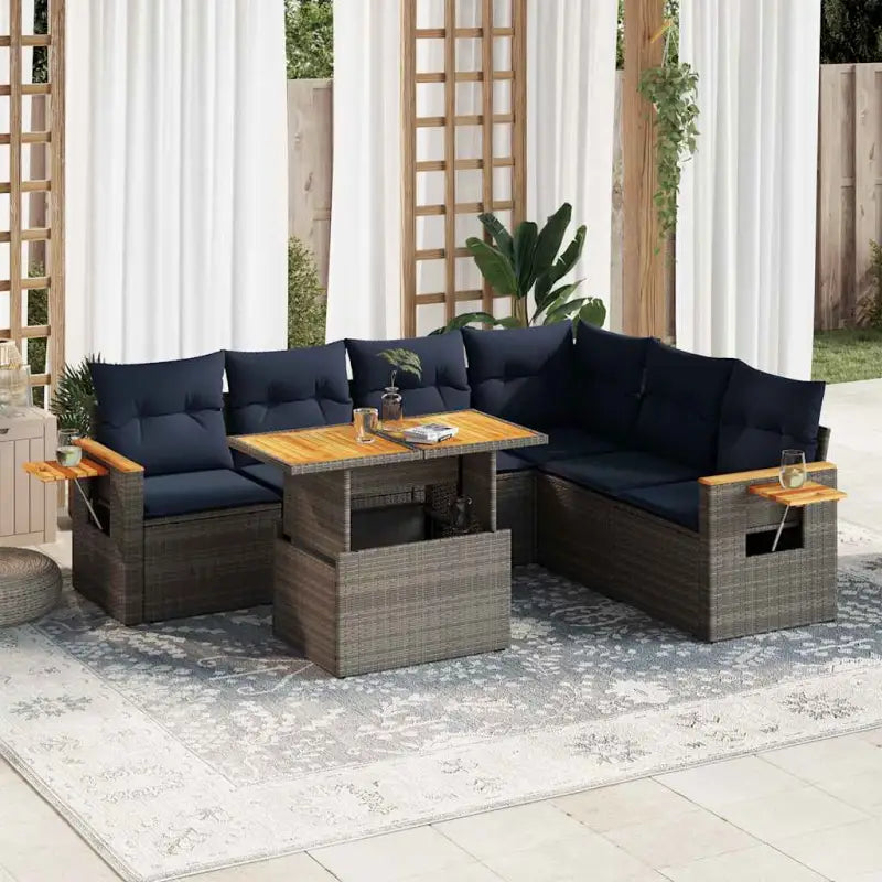 Lounge tuinstel in grijs materiaal met waterdichte tas en gepoedercoat staal - Tuinsets