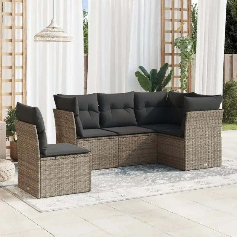 Lounge tuinstoel in beige materiaal met gepoedercoat staal afmetingen - Grijs / Zonder tafel - Tuinsets