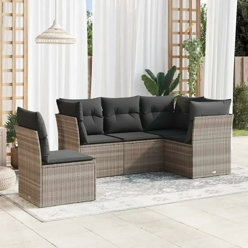 Lounge tuinstoel in beige materiaal met gepoedercoat staal afmetingen - Lichtgrijs / Zonder tafel - Tuinsets