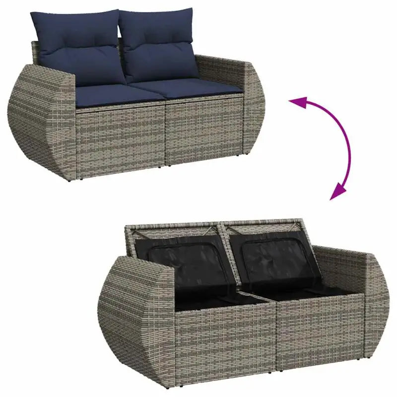 Lounge tuinstoel met waterdichte tas en grijs gepoedercoat staal - Grijs / met opbergruimte - Tuinsets