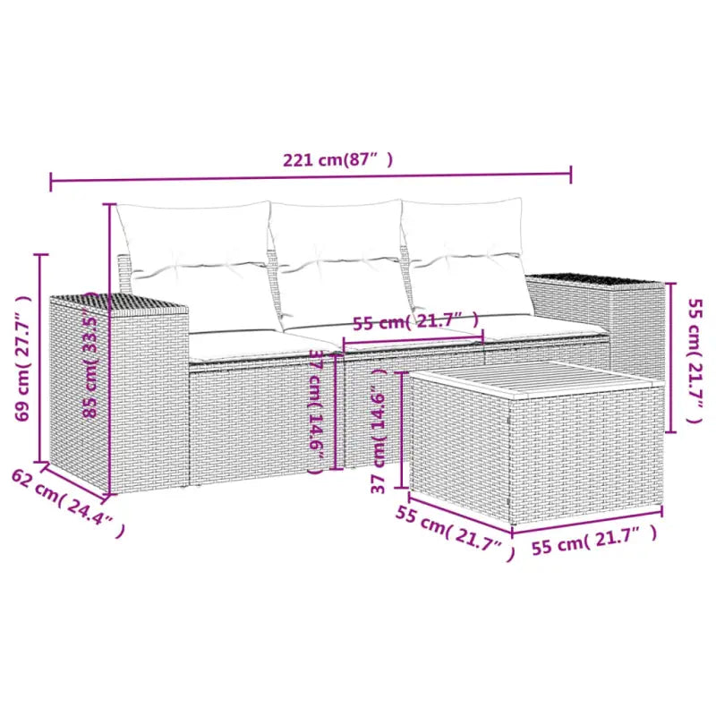 Lounge tuinstoel set met waterdichte tas en grijs gepoedercoat staal - Tuinsets