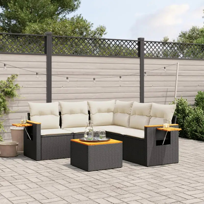Lounge tuinstoel set met zwart materiaal en waterdichte tas - Zwart en crème / Met tafel - Tuinsets