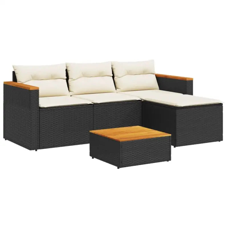 Lounge tuinstoelen in zwart materiaal met natuurlijke afwerking en afmetingen - Tuinsets