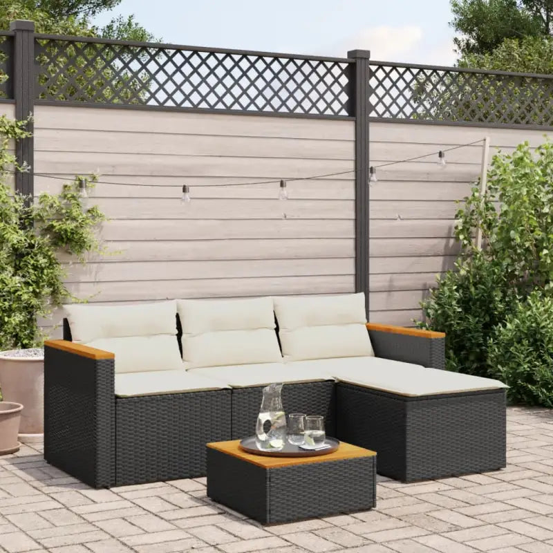 Lounge tuinstoelen in zwart materiaal met natuurlijke afwerking en afmetingen - Zwart - Tuinsets