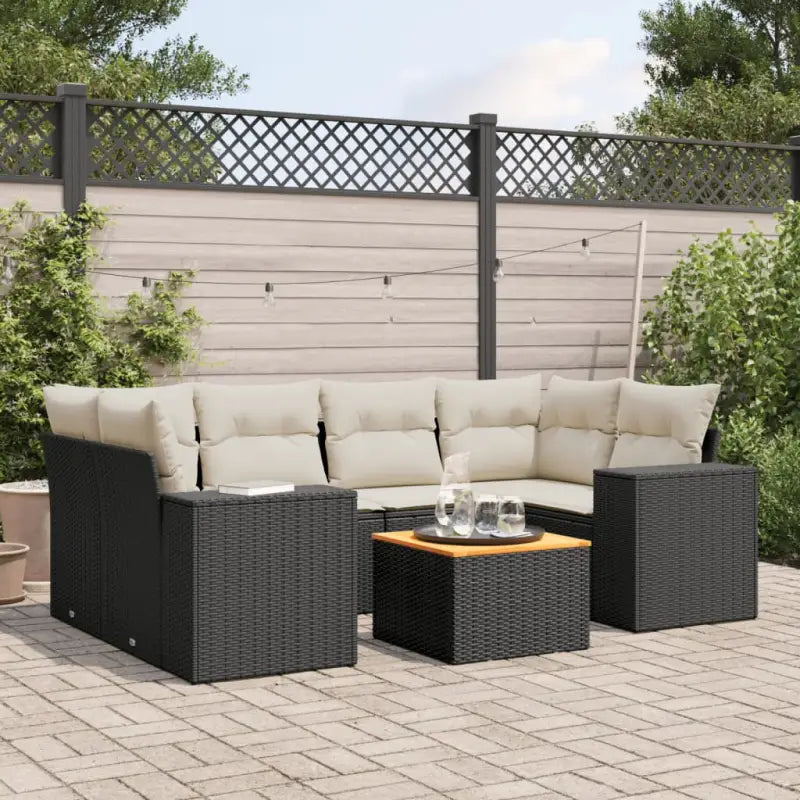 Lounge tuinstoelen set met beige materiaal en gepoedercoat staal - Zwart en crème - Tuinsets