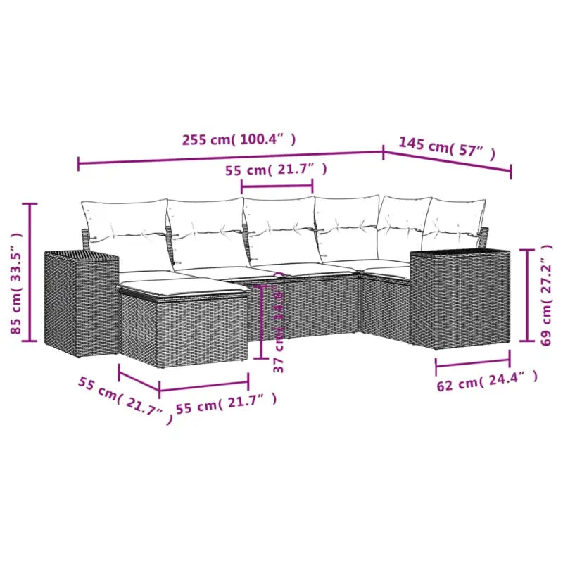 Lounge tuinstoelset in beige materiaal met gepoedercoat staal afmetingen - Tuinsets