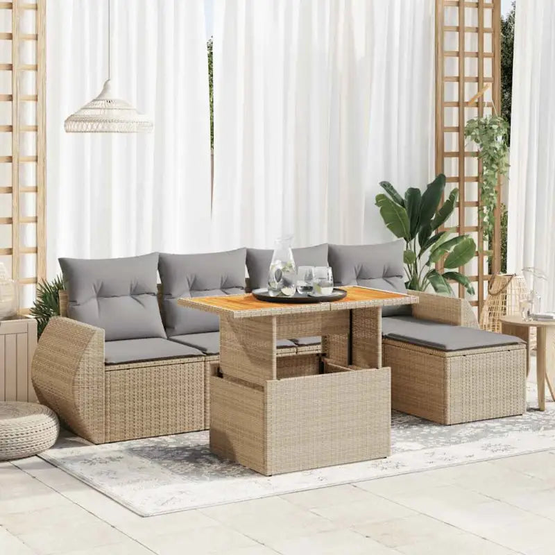 Lounge tuinstoelset in beige materiaal met gepoedercoat staal afmetingen - Beige en grijs / met opbergruimte - Tuinsets