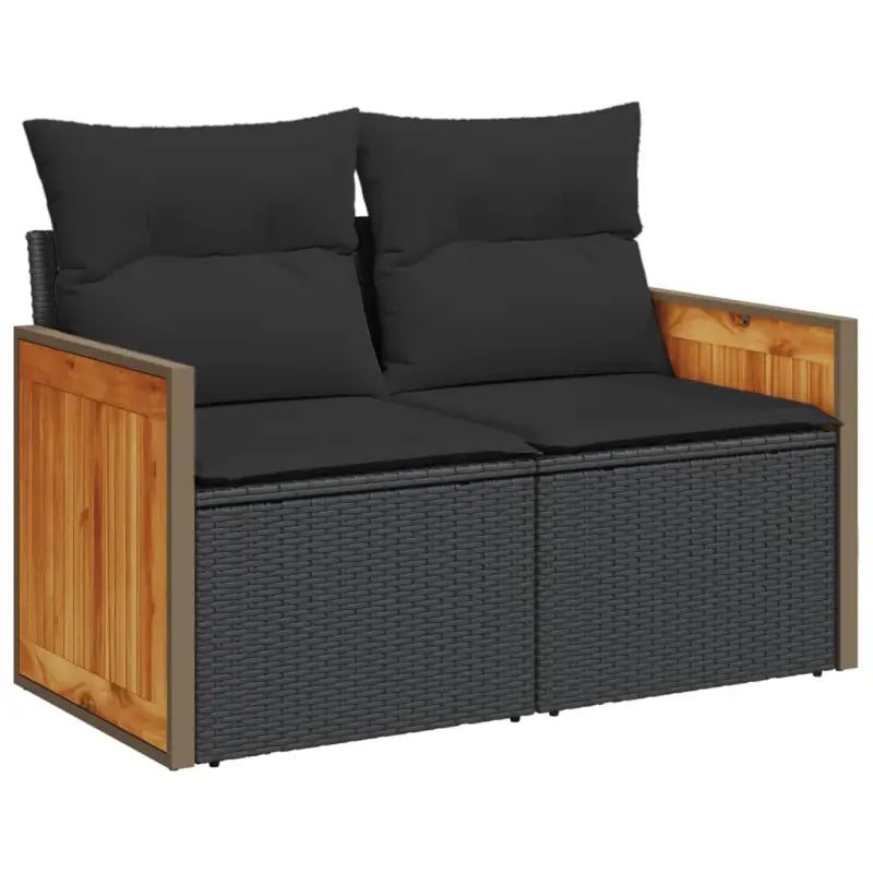 Lounge tuinstoelset in zwart materiaal met poly rattan en gepoedercoat staal - Tuinsets