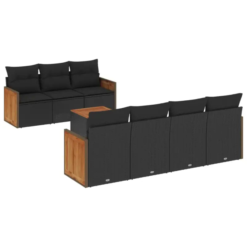 Lounge tuinstoelset in zwart materiaal met poly rattan en gepoedercoat staal - Tuinsets
