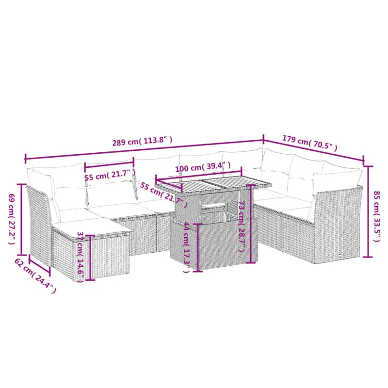 Lounge tuinstoelset van beige materiaal en gepoedercoat staal - Tuinsets