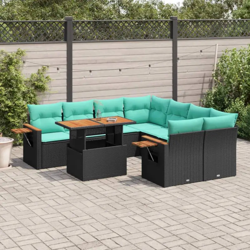 Lounge tuinstoelset van zwart materiaal en gepoedercoat staal - Zwart / zonder opbergruimte - Tuinsets