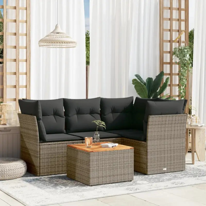 Lounge tuintafel set met gepoedercoat staal en poly rattan afmetingen - Tuinsets