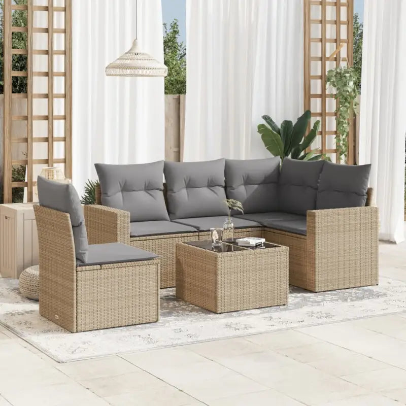 Lounge tuintafel set van gepoedercoat staal met beige materiaal - Beige en grijs / Met tafel - Tuinsets