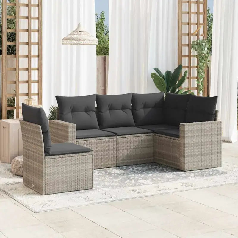 Lounge tuintafel set van gepoedercoat staal met beige materiaal - Lichtgrijs / Zonder tafel - Tuinsets