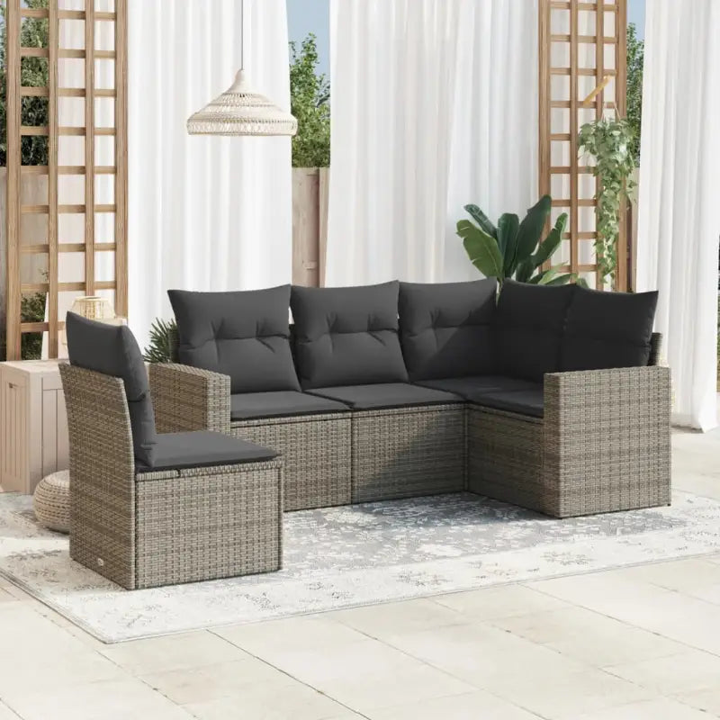 Lounge tuintafel set van gepoedercoat staal met beige materiaal - Grijs / Zonder tafel - Tuinsets
