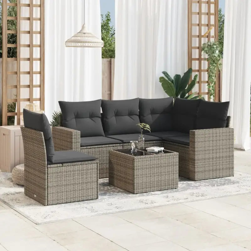Lounge tuintafel set van gepoedercoat staal met beige materiaal - Grijs / Met tafel - Tuinsets