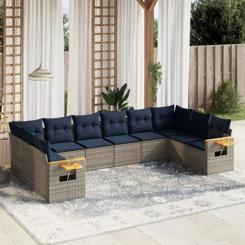Lounge tuintafelset met grijs materiaal en gepoedercoat staal - Tuinsets