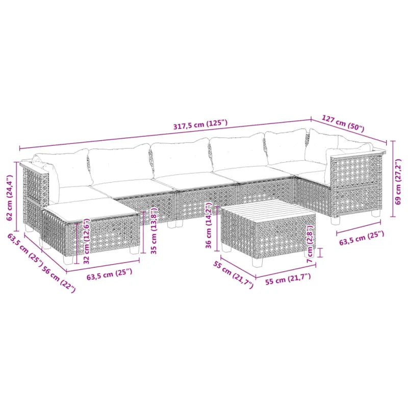 Lounge tuintafelset met grijs materiaal en natuurlijke olieafwerking - Tuinsets