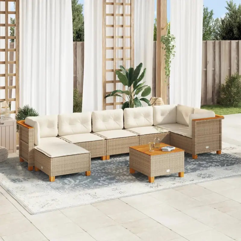 Lounge tuintafelset met grijs materiaal en natuurlijke olieafwerking - Beige / Met tafel / Dichtgeweven - Tuinsets