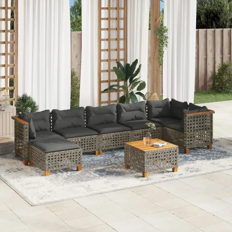 Lounge tuintafelset met grijs materiaal en natuurlijke olieafwerking - Grijs / Met tafel / gat weven - Tuinsets