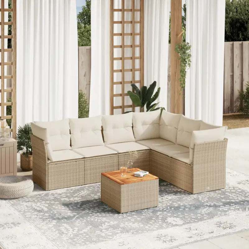 Lounge tuintafelset met waterdichte tas en grijs gepoedercoat staal - beige en crèmekleurig / 3x midden + 3x hoek
