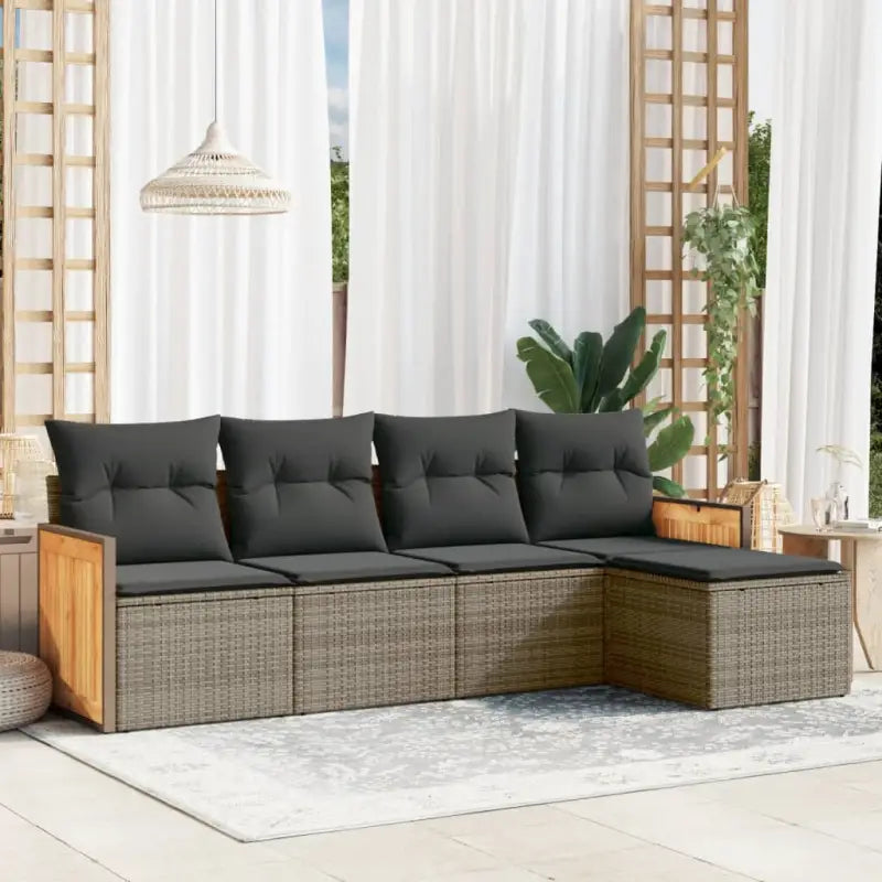 Lounge tuintafelset met zwart materiaal en gepoedercoat staal - Grijs / Zonder tafel - Tuinsets