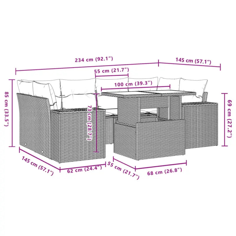 Loungebank in beige materiaal en gepoedercoat staal voor tuin en terras - Tuinsets