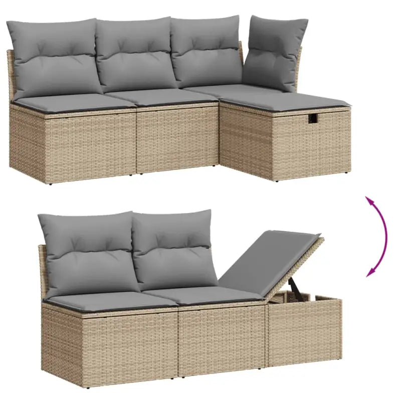 Loungebank in beige materiaal en gepoedercoat staal voor tuin en terras - Tuinsets
