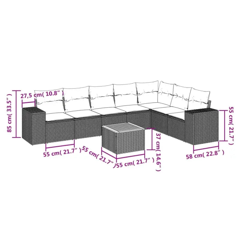 Loungebank in beige materiaal met gepoedercoat staal afmetingen - Tuinsets