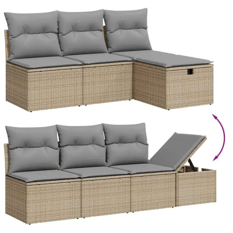 Loungebank in beige materiaal met gepoedercoat staal afmetingen - Tuinsets