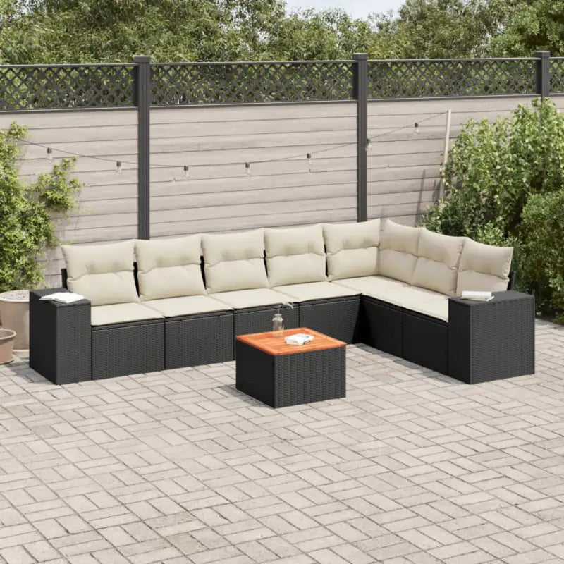 Loungebank in beige materiaal met gepoedercoat staal afmetingen - Zwart en crème - Tuinsets