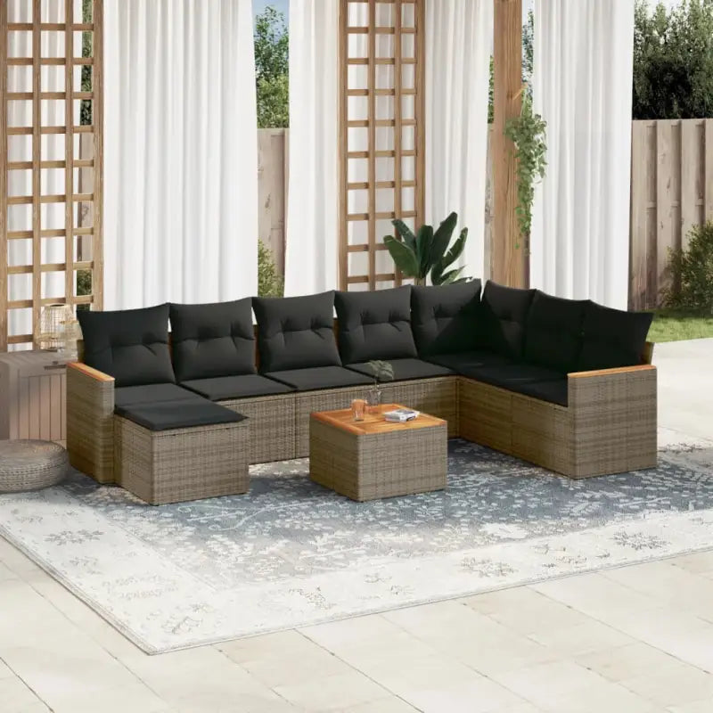 Loungebank in beige materiaal met gepoedercoat staal en waterdichte tas - Grijs / Met tafel - Tuinsets