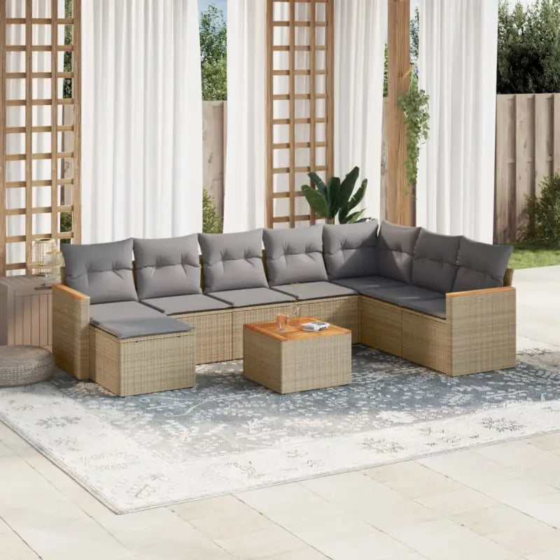 Loungebank in beige materiaal met gepoedercoat staal en waterdichte tas - Beige en grijs / Met tafel - Tuinsets