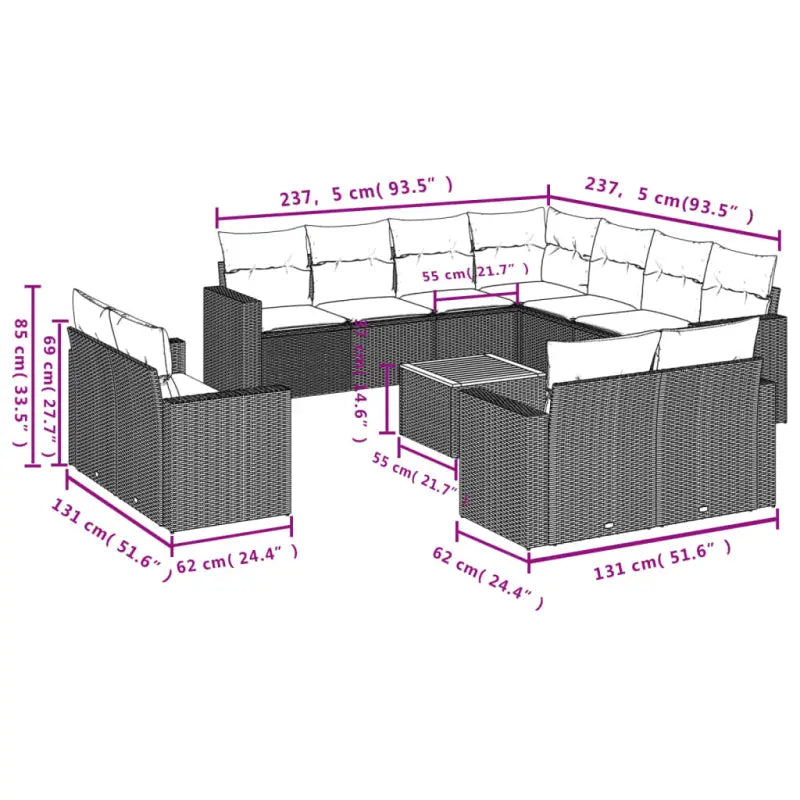 Loungebank in gemengd beige met waterdichte tas voor tuin of terras - Tuinsets
