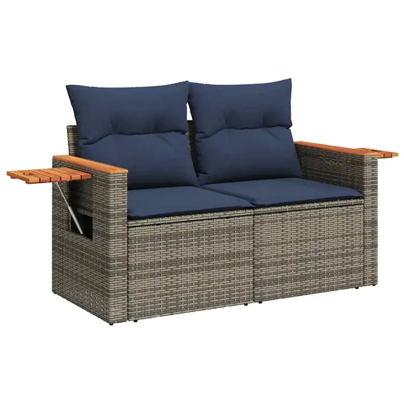Loungebank in grijs materiaal met gepoedercoat staal en afmetingen - Tuinsets