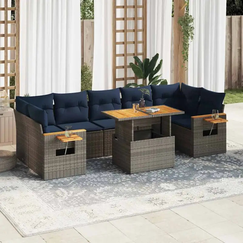 Loungebank in grijs materiaal met gepoedercoat staal en afmetingen - Tuinsets
