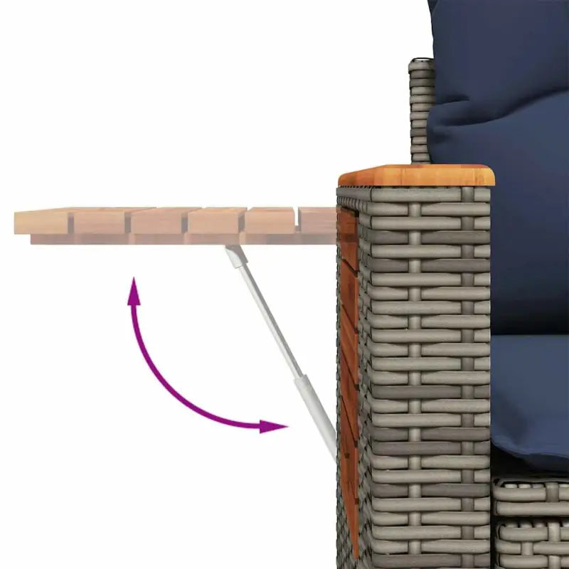 Loungebank in grijs materiaal met gepoedercoat staal en afmetingen - Tuinsets