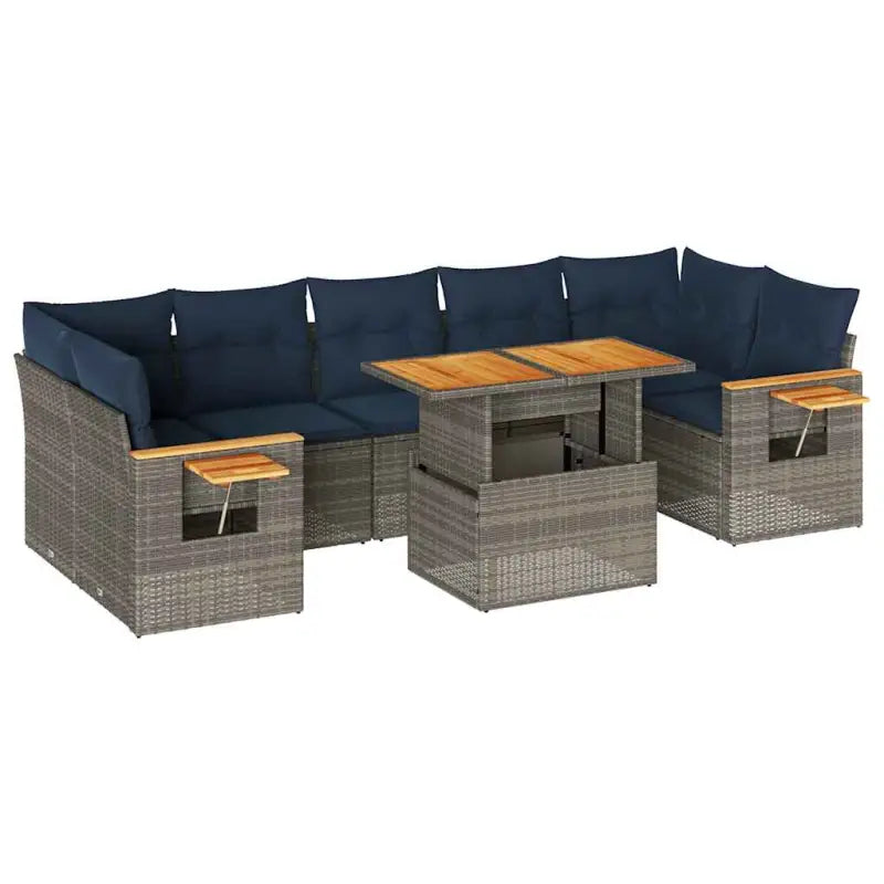 Loungebank in grijs materiaal met gepoedercoat staal en afmetingen - Tuinsets
