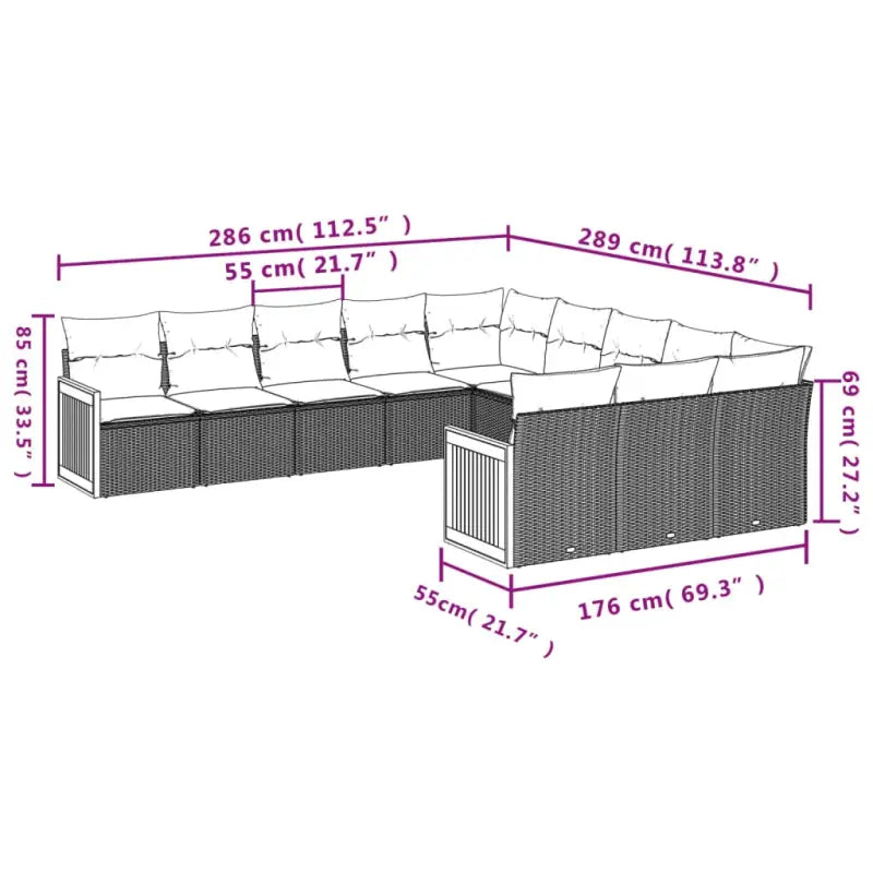 Loungebank in grijs materiaal met gepoedercoat staal en comfortabele afmetingen - Tuinsets